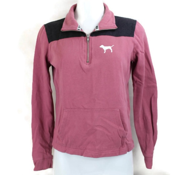 PINK Victoria's Secret Tops - 🙈 PINK by VS 1/4 Zip L/S Moc Neck Sweatshirt Dog